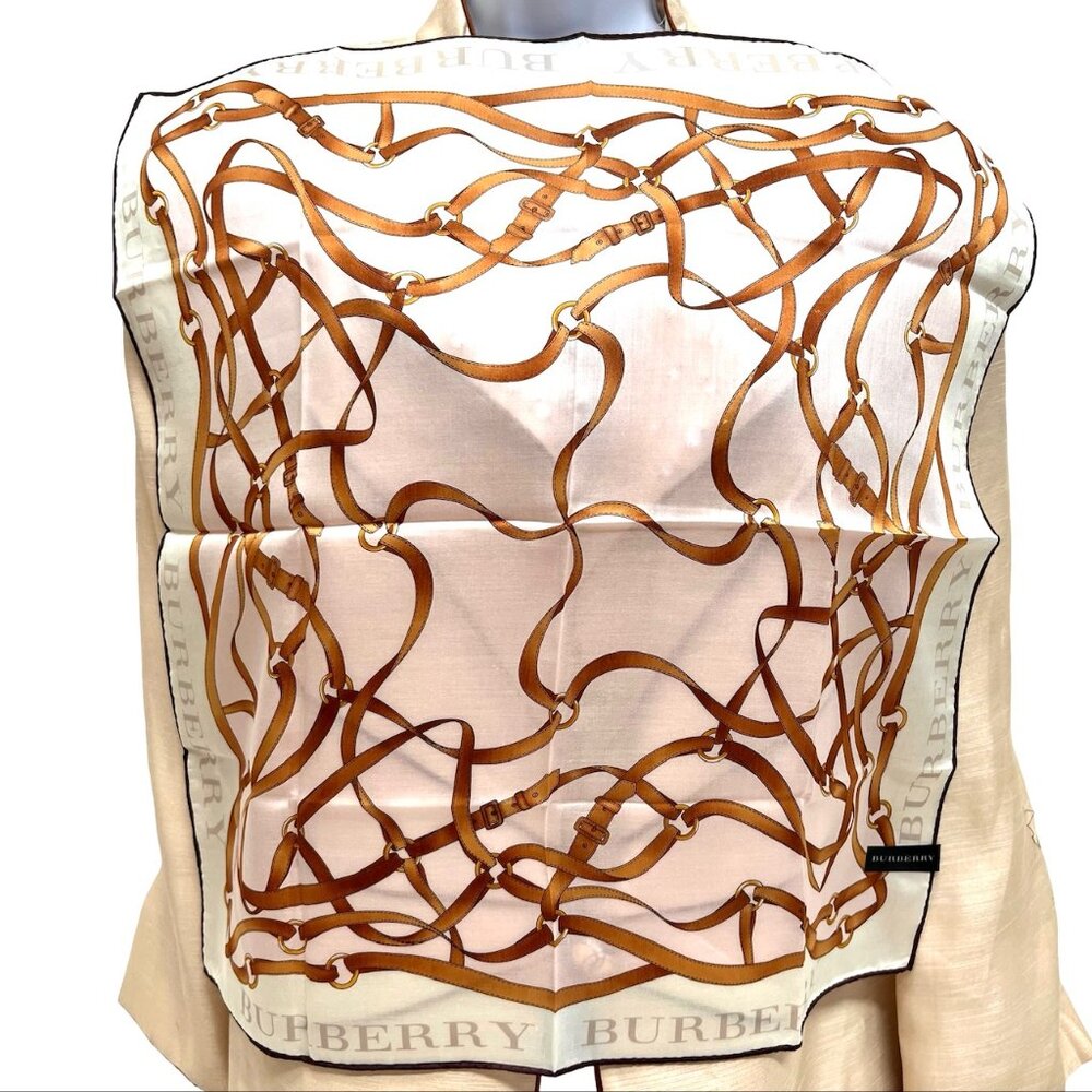 New Tag on  Burberry Miniscarf  23" Cotton/Silk ivery  Light pink bow  (51) - Picture 9 of 13